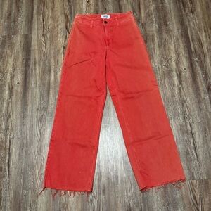 Paige Nellie Wide Leg Jeans Women's 26 Frayed Hem in Vintage Firecracker Wash
